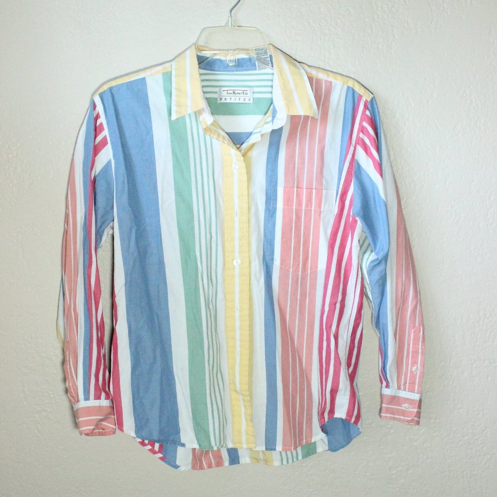 *SALE! 2/$22 or 3/$30* Talbots Petites Rainbow Stripe Button Up Women Size M